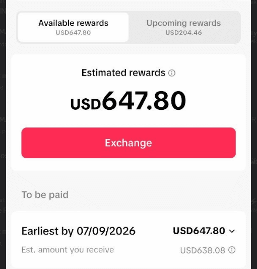 Buyer earnings screenshot