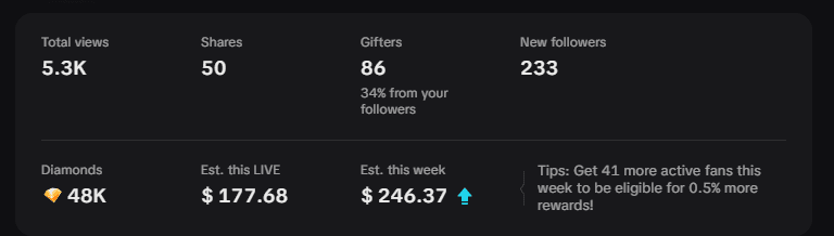 Buyer earnings screenshot