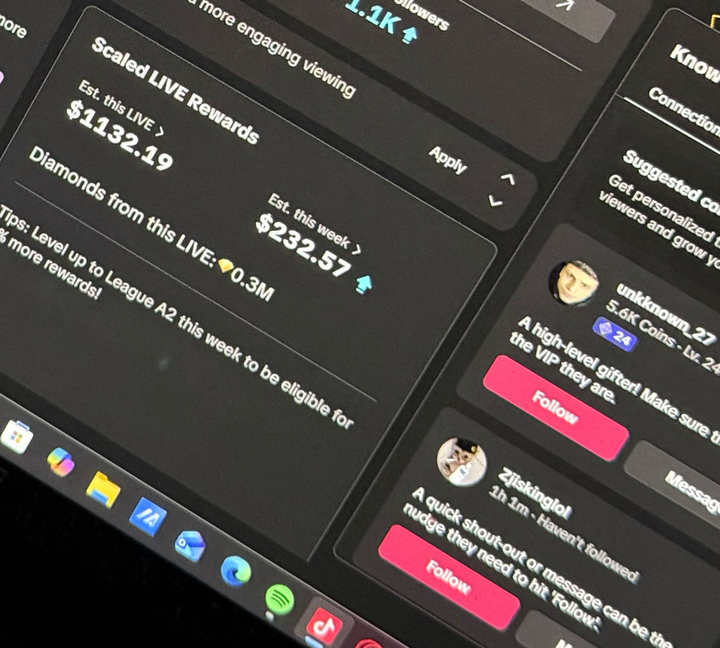 Buyer earnings screenshot